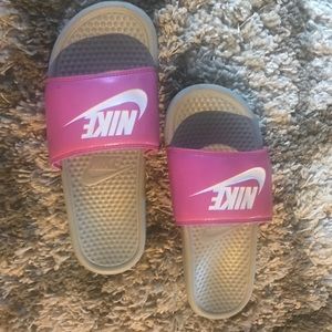 Pink Nike slides. Women’s size 11